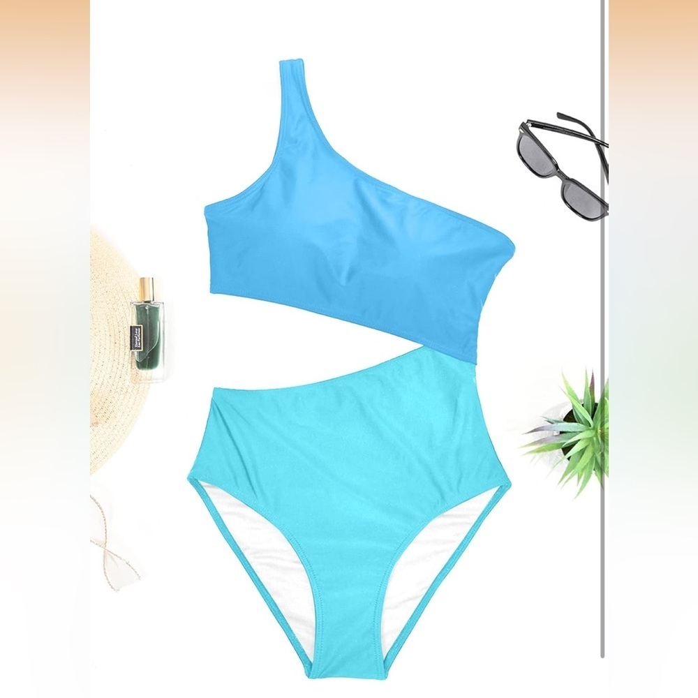Yonique One Piece One Shoulder Swimsuit Cutout Swimwear Monokini  S/276 - Picture 3 of 3